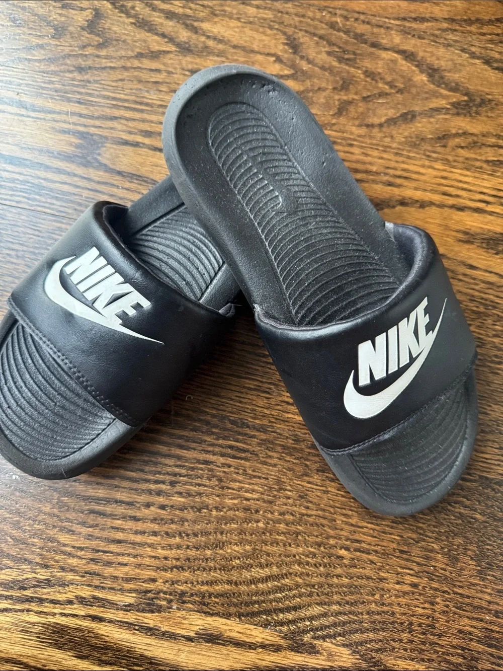 Nike Victori One Black White Logo Slide Sandals Size 6